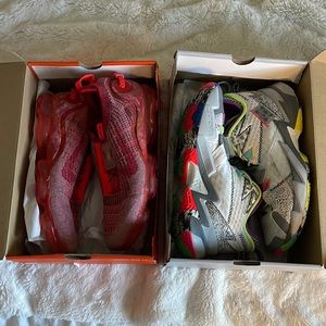 Jordan Why not 3.0: size 10.5.   Red vapor max: size 11.5.  Both lightly used